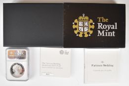 Royal Mint 2017 Platinum Wedding Anniversary UK £5 silver proof piedfort coin, in presentation box