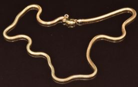 A 9ct gold snake chain, 9.4g, 40cm
