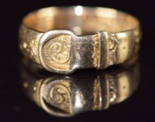 Edwardian 18ct gold buckle ring, Birmingham 1901, 3.4g, size L