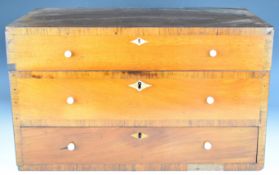 19th century inlaid and cross banded mahogany stationery cabinet with hinged lid, fitted interior