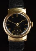 Crusader 9ct gold gentleman's wristwatch with subsidiary seconds dial, gold hands and Roman