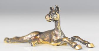Stuart Devlin retro novelty hallmarked silver gilt model of a horse foal lying down, London 1981,