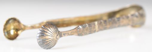 Pair of Scottish Georgian hallmarked silver sugar nips or tongs with engraved floral decoration