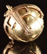 A 9ct gold on silver Masonic fold out charm, 10.2g