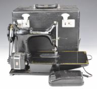Singer 221K sewing machine, in original case with accessories and foot pedal