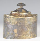 Edward VII hallmarked silver tea caddy in the Georgian style, with bright cut decoration,