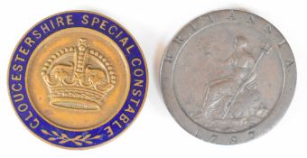 George III 1979 cartwheel penny VF, as a 'spy' secret message case, together with a