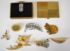 Sphinx brooch, vintage brooches and an Art Deco style compact by Kigu