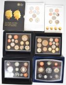 Four Royal Mint proof coin sets comprising 2001, 2008, 2010, 2011 and Fourth and Fifth portrait set