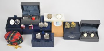 Eight pairs of cufflinks including Charles Tyrwhitt, cricket related, enamel penguins, two pairs