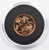 2020 Queen Elizabeth II gold full sovereign, uncirculated with Harrington and Byrne certificate