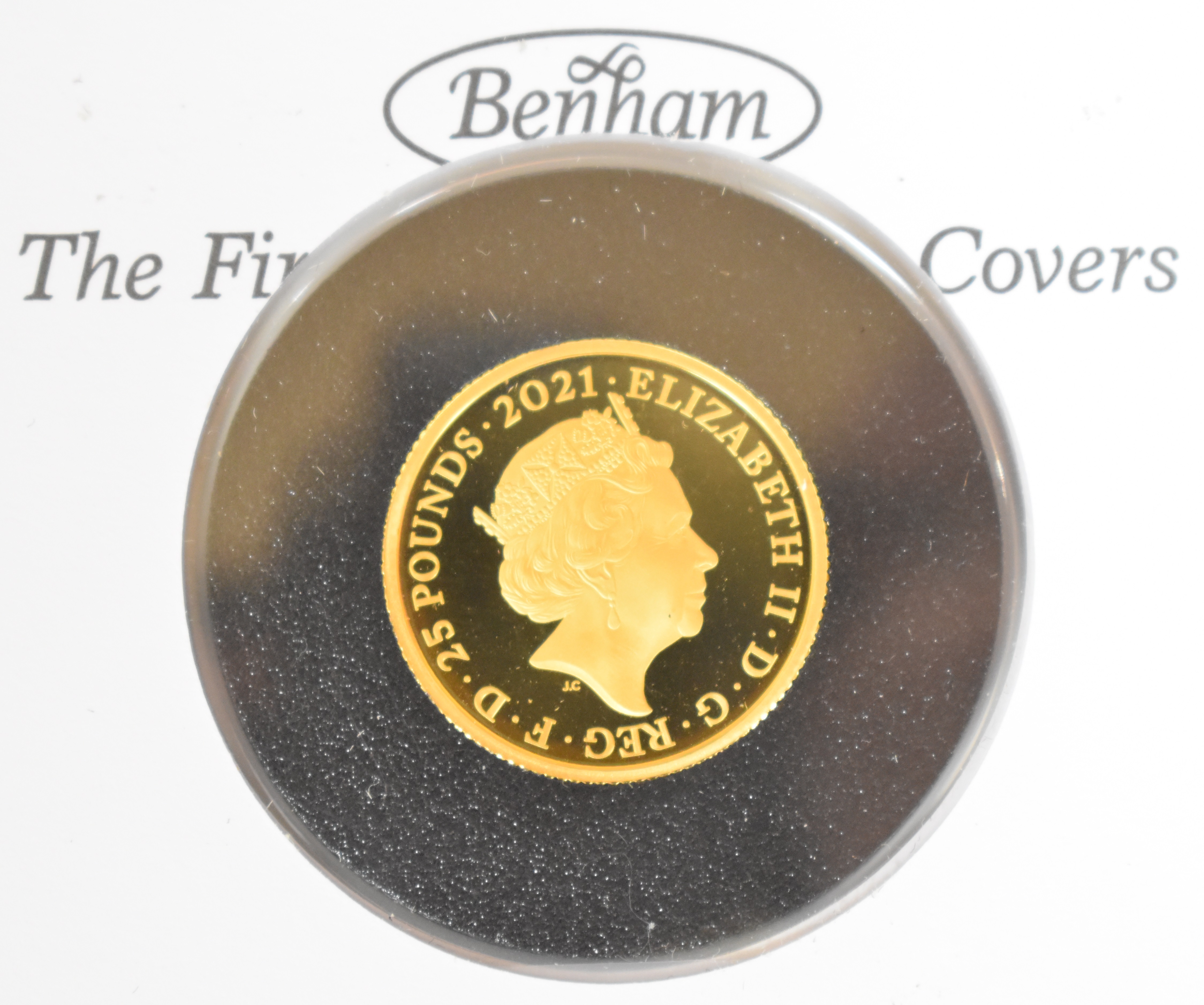 2021 HRH Duke of Edinburgh gold proof ¼oz 999.9 coin cover, in presentation pack, with certificate - Image 3 of 3
