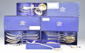 George V and VI canteen of hallmarked silver Old English pattern cutlery comprising six each of