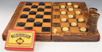 Novelty tooled leather games compendium formed as a pair of books titled English Games, with