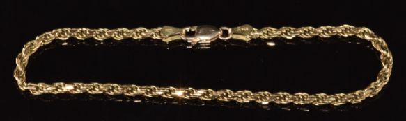 A 9ct gold rope twist bracelet, 5.5g, 19cm
