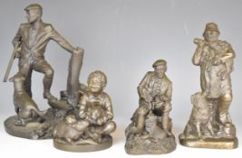 Group of resin figures including Heredities, one shooting related by David Hemes, tallest 27cm