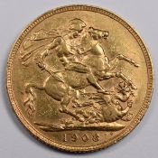 1908 Edward VII gold full sovereign