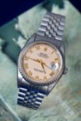 Rolex Oyster Perpetual Datejust gentleman's wristwatch ref. 16220 with date aperture, salmon or