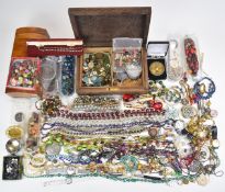 A collection of jewellery and necklaces including beaded, glass, garnet, amethyst and freshwater