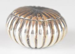 Victorian hallmarked silver trinket pot or box, with lobed body, Birmingham 1876, maker's mark
