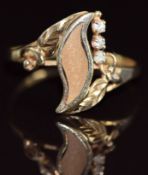 A 14k gold ring set with hard stone and white sapphire, 3.2g, size W