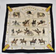 Hermès Cadre Noir silk scarf with Lord y Taylor retailer's label, 90 x 90cm