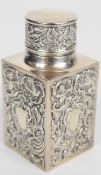 Goldsmiths & Silversmiths Company Ltd, Edward VII hallmarked silver tea caddy with embossed