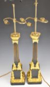 Pair of gilt metal and bronze table lamps formed as Corinthian columns, height 84cm