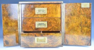 19th century walnut cigar humidor or collector's cabinet, the double doors secured by a Bramah lock,
