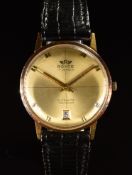 Royce 18ct gold gentleman's automatic wristwatch with date aperture, gold hands, hour markers and