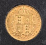 1891 Queen Victoria gold half sovereign, with Jubilee head, shield reverse