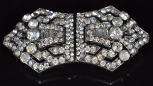 Art Deco silver metamorphic brooch set with paste, 28.4g, 5.2cm