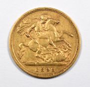 1893 Queen Victoria gold half sovereign