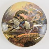 Prattware pot lid depicting Tam O' Shanter, diameter 10.5cm