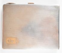 Art Deco hallmarked silver cigarette case with engine turned decoration, 1938, maker William Neale &