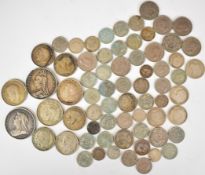 Approximately 155g of pre 1920 English silver coinage including two Victorian crowns, 1891 and 1893,