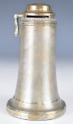 Art Deco hallmarked silver Alverne table lighter of trumpet form, having side lever with open and