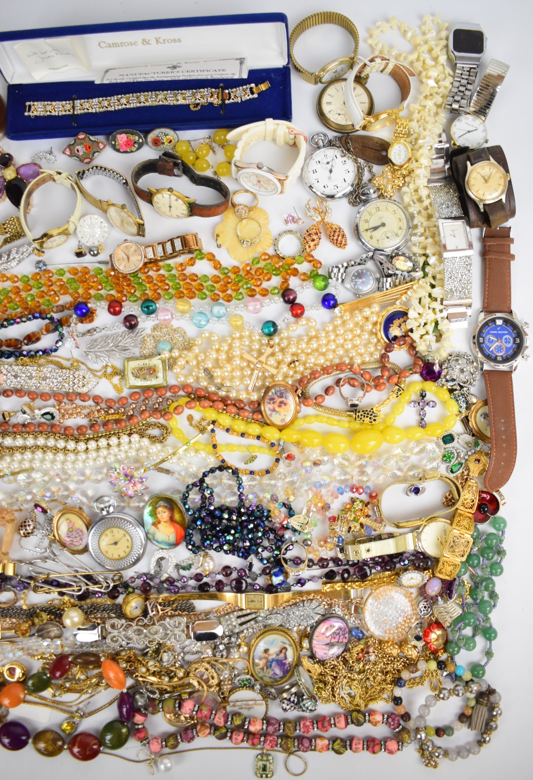 A collection of jewellery including silver bracelets, silver earrings, brooches, beads, collection - Image 3 of 3