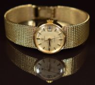 Omega 9ct gold ladies automatic wristwatch ref. 762.5881 with date aperture, black hands, two-tone