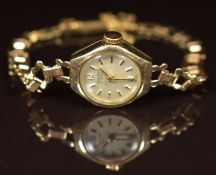 Regency 9ct gold ladies wristwatch with gold hand and hour markers, silver dial and 17 jewel