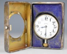 George V hallmarked silver travelling clock holder, believed by the vendor to have been removed from