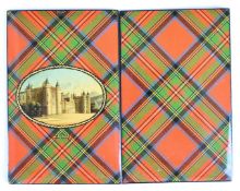 Stuart tartan ware book covers decorated with a scene of Holyrood, 9.5 x 6.5cm