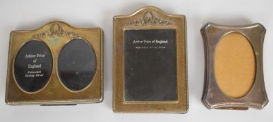 Three various hallmarked silver photograph frames, two being modern Arthur Price examples, height of