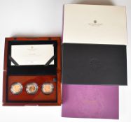 Royal Mint limited edition (325/499) set of three gold full sovereigns comprising 2002 shield