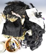Large collection of Victorian /  Edwardian lace, remnants, sequinned and beaded lace, roll of