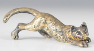 Stuart Devlin retro novelty hallmarked silver gilt model of a cat lying down, London 1984, length