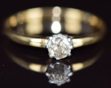An 18ct gold ring set with an old cut diamond of approximately 0.2ct, 1.6g, size K