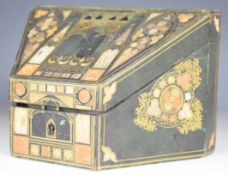 Victorian / Edwardian Arts & Crafts William Morris style tooled leather stationery box with Gothic