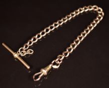 A c1900 9ct rose gold Albert / watch chain, 17.5g, 21.5cm