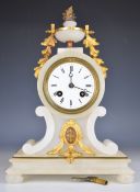 Samuel Marti 19thC French alabaster and gilt metal mantel clock, the two train movement striking